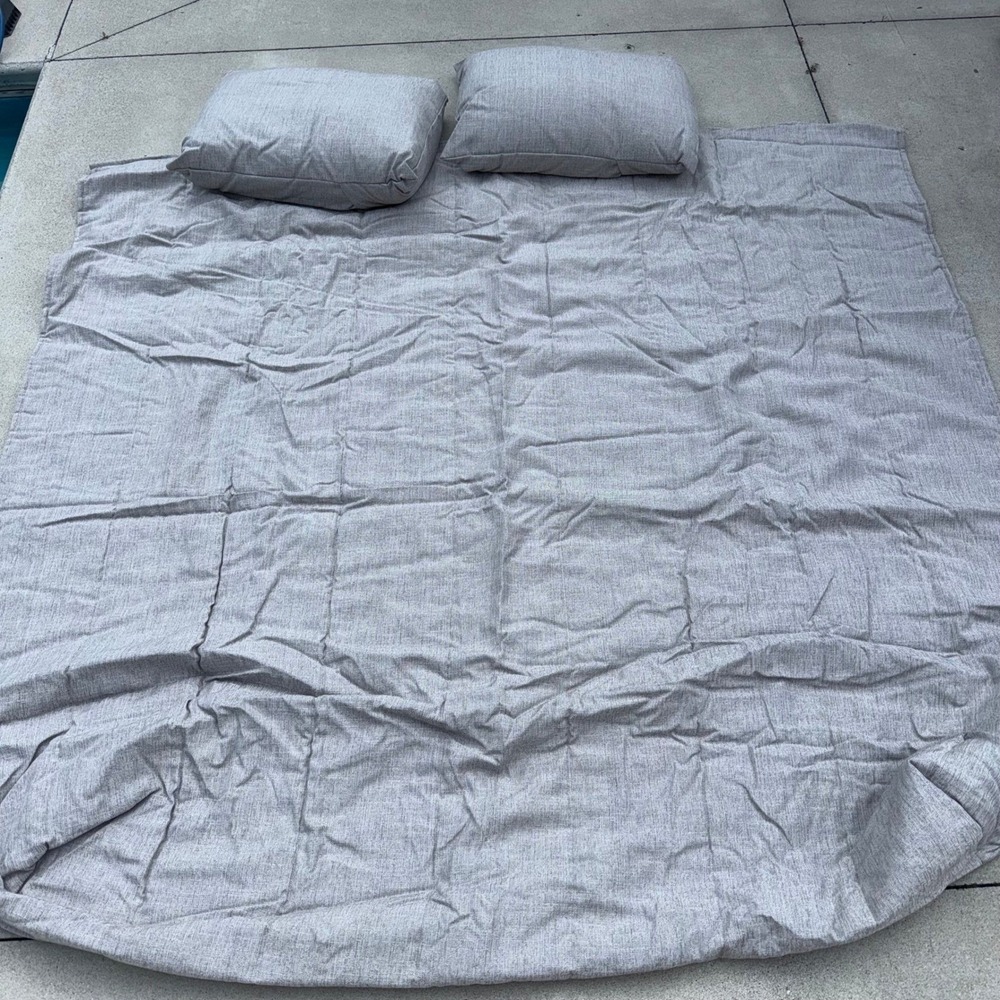 Queen RV Comforter Set 3 Piece Heathered Grey Linen Look Camper Bedding